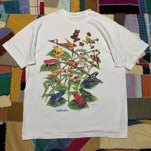 Vintage 90s Frogs in Wildlife Colorful White Shirt Large / XL